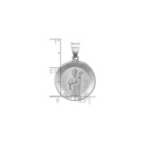 14k White Gold Saint Patrick Pendant, Catholic Religious Medal with Pray for Us Engraving
