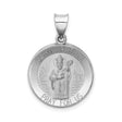 14k White Gold Saint Patrick Pendant, Catholic Religious Medal with Pray for Us Engraving