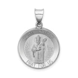 14k White Gold Saint Patrick Pendant, Catholic Religious Medal with Pray for Us Engraving