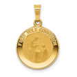 First Holy Communion Words and Religious Figures Hollow Round Charm Pendant in Real 14k Yellow Gold