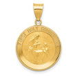 Jesus First Holy Communion Words Hollow Round Medal Charm Pendant in Real 14k Yellow Gold