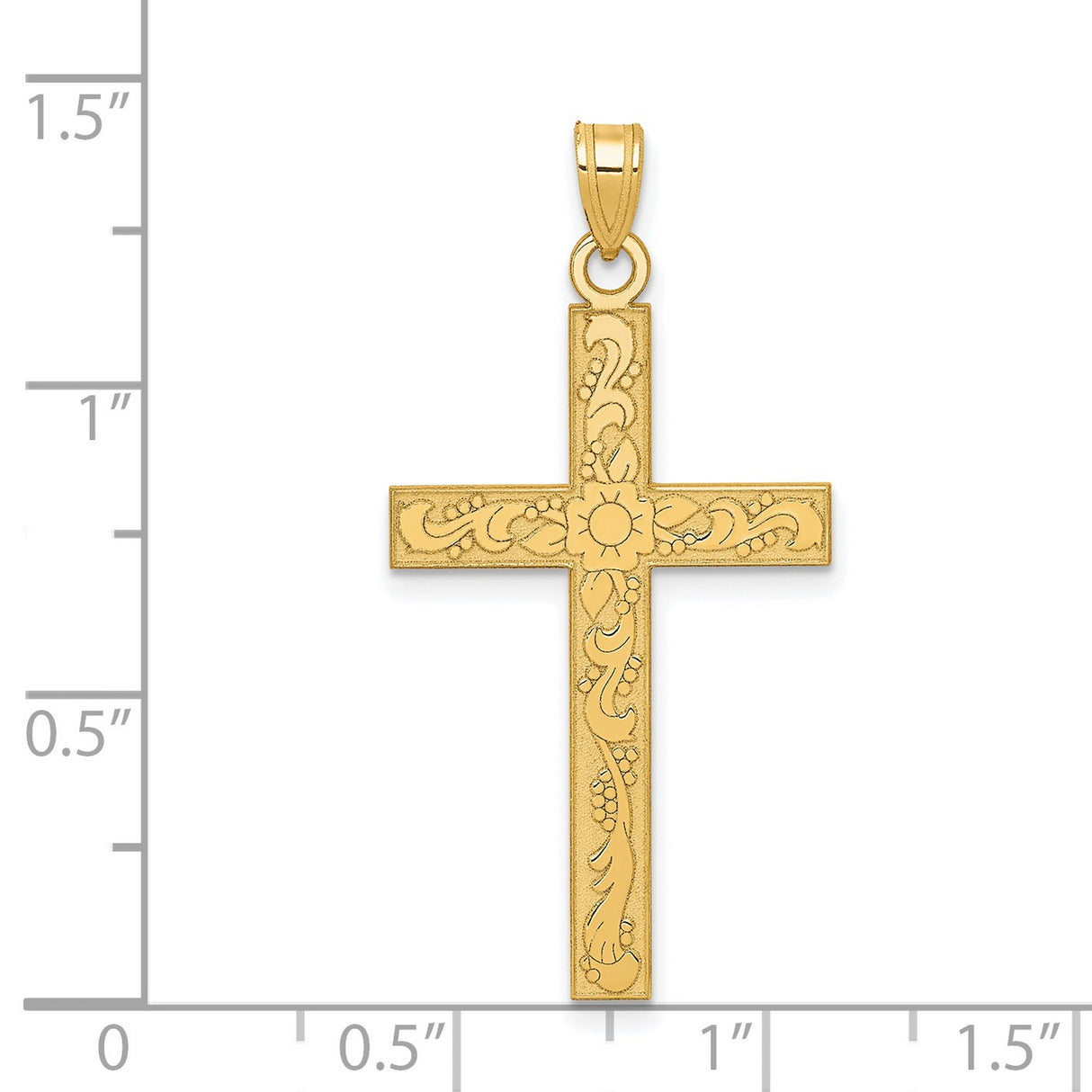 Engravable Latin Cross Charm Pendant in Real 14k Yellow Gold