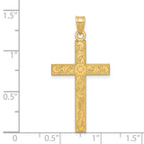 Engravable Latin Cross Charm Pendant in Real 14k Yellow Gold