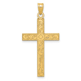 Engravable Latin Cross Charm Pendant in Real 14k Yellow Gold