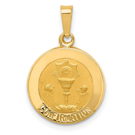 14k Yellow Gold Confirmation Chalice Pendant with IHS Symbol, Catholic Religious Charm