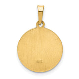 Latin Cross and Confirmation Word Hollow Round Medal Charm Pendant in Real 14k Yellow Gold