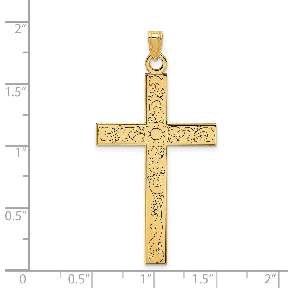 Engravable Latin Cross Charm Pendant in Real 14k Yellow Gold