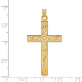 Engravable Latin Cross Charm Pendant in Real 14k Yellow Gold