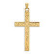 Engravable Latin Cross Charm Pendant in Real 14k Yellow Gold