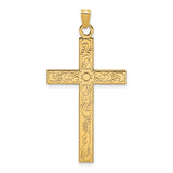 Engravable Latin Cross Charm Pendant in Real 14k Yellow Gold