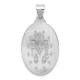 14k White Gold Miraculous Medal Pendant with Virgin Mary Inscription