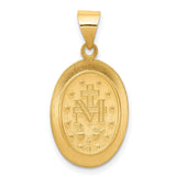 14k Yellow Gold Miraculous Medal Pendant, Virgin Mary Religious Charm, Catholic Oval Devotion Jewelry