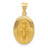 14k Yellow Gold Miraculous Medal Pendant, Virgin Mary Religious Charm, Catholic Oval Devotion Jewelry