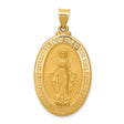 14k Yellow Gold Miraculous Medal Pendant Featuring Virgin Mary and O Mary Inscription