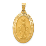 14k Yellow Gold Miraculous Medal Pendant Featuring Virgin Mary and O Mary Inscription