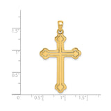 14k Yellow Gold Cross Pendant with Decorative Flared Design, Christian Religious Charm