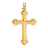 14k Yellow Gold Cross Pendant with Decorative Flared Design, Christian Religious Charm