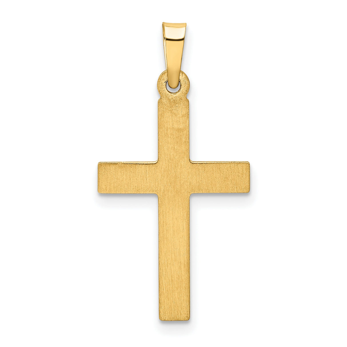 Brushed And Polished Latin Cross Charm Pendant in Real 14k Yellow Gold