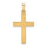 Brushed And Polished Latin Cross Charm Pendant in Real 14k Yellow Gold