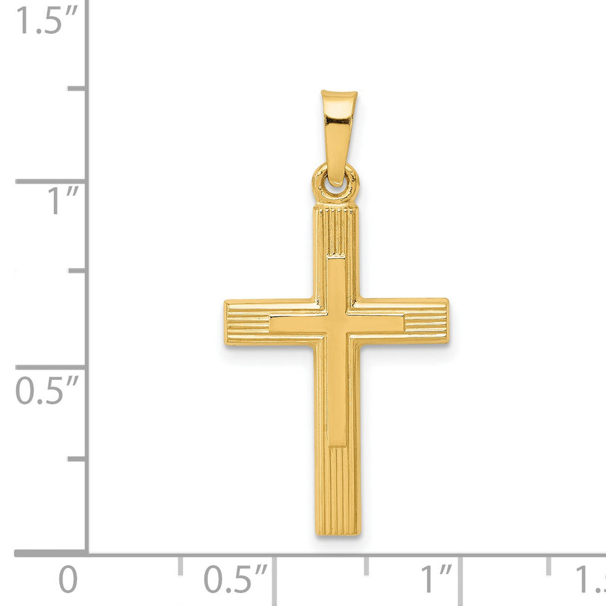 Brushed And Polished Latin Cross Charm Pendant in Real 14k Yellow Gold