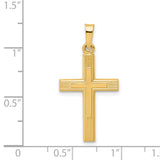 Brushed And Polished Latin Cross Charm Pendant in Real 14k Yellow Gold