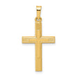 Brushed And Polished Latin Cross Charm Pendant in Real 14k Yellow Gold