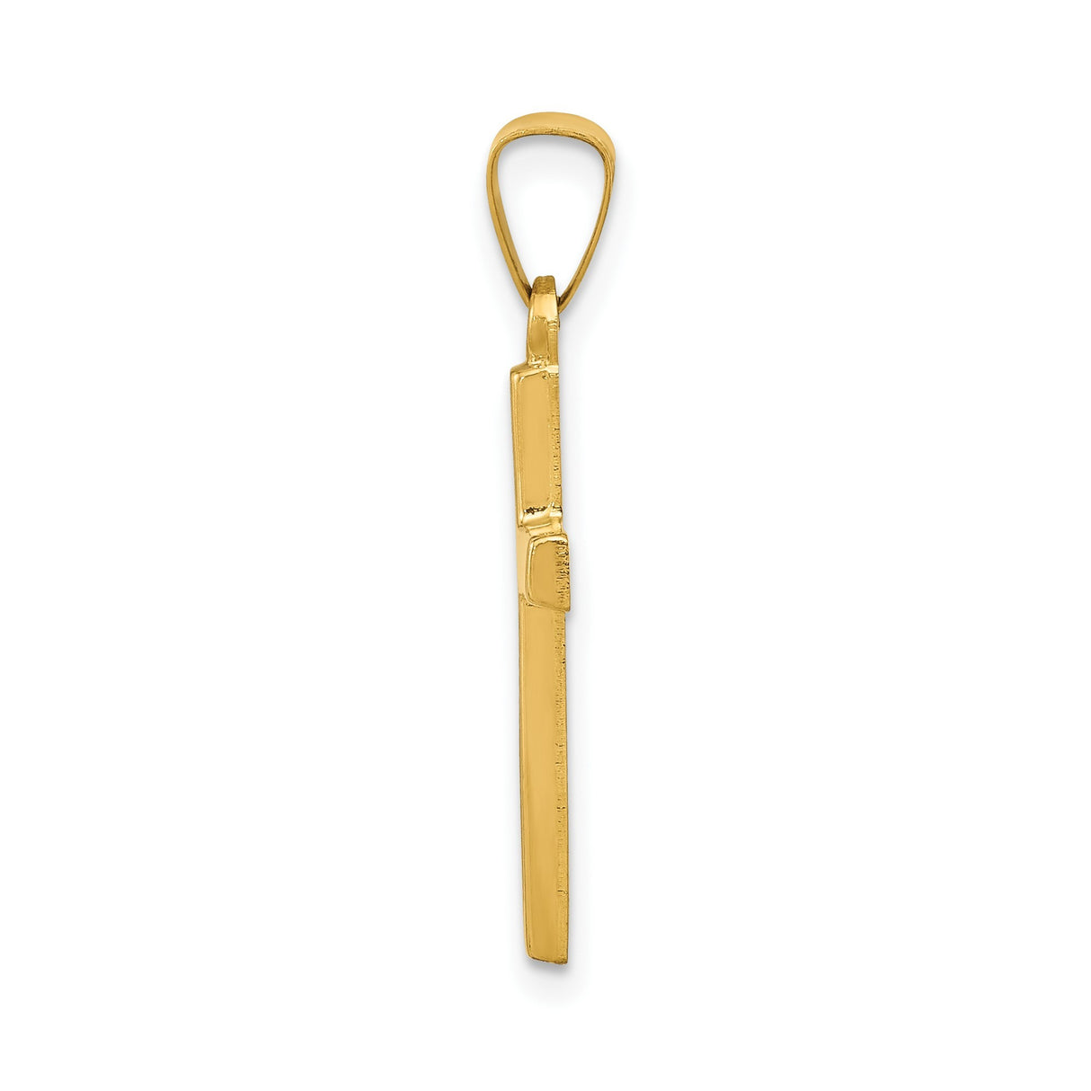 14k Yellow Gold Latin Cross Pendant, Polished Plain Christian Charm for Men or Women