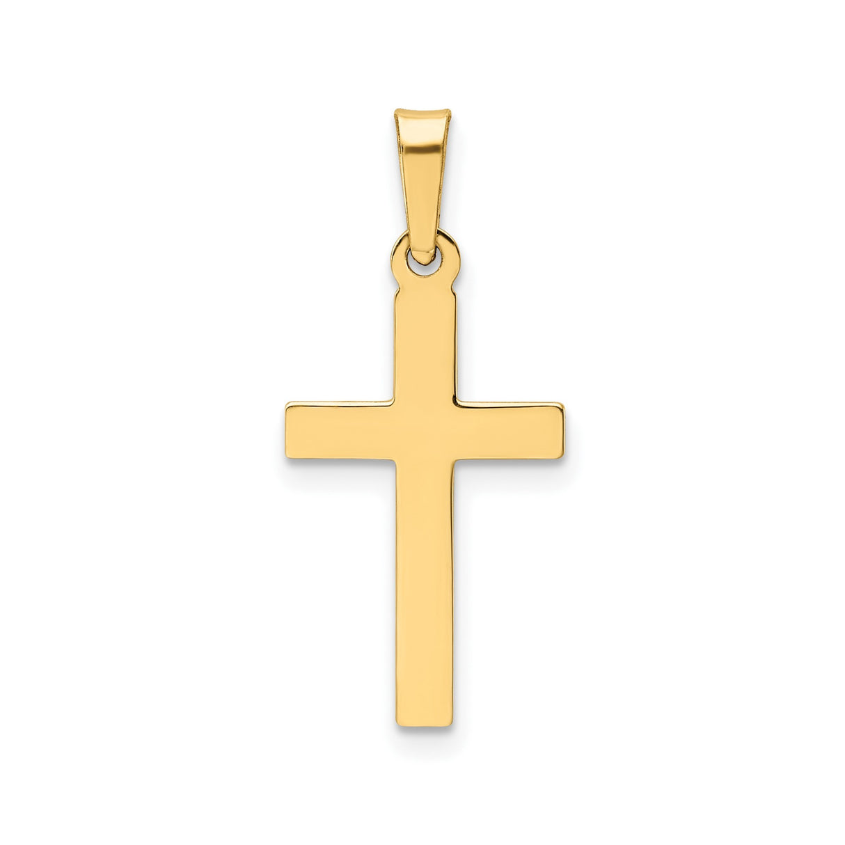 14k Yellow Gold Latin Cross Pendant, Polished Plain Christian Charm for Men or Women