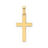 14k Yellow Gold Latin Cross Pendant, Polished Plain Christian Charm for Men or Women