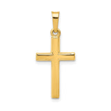 14k Yellow Gold Latin Cross Pendant, Polished Plain Christian Charm for Men or Women