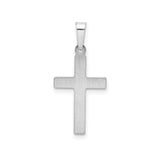 14k White Gold Cross Pendant with Textured Design and Polished Center