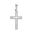 14k White Gold Cross Pendant with Textured Design and Polished Center