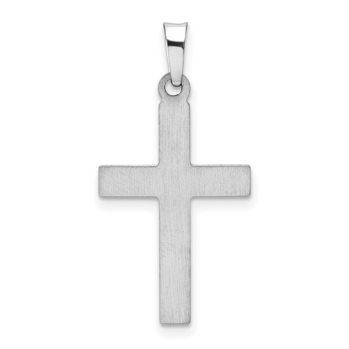 Brushed And Polished Latin Cross Charm Pendant in Real 14k White Gold