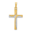 Satin And Polished Latin Cross Charm Pendant in Real 14k Multi-Tone Gold