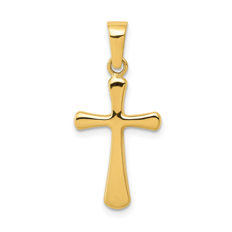 14k Yellow Gold Cross Pendant, Polished Latin Design, Religious Christian Charm