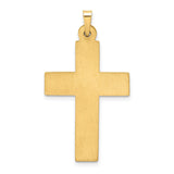 14k Yellow Gold Cross Pendant with Ornate Scrollwork Design, Latin Style Charm