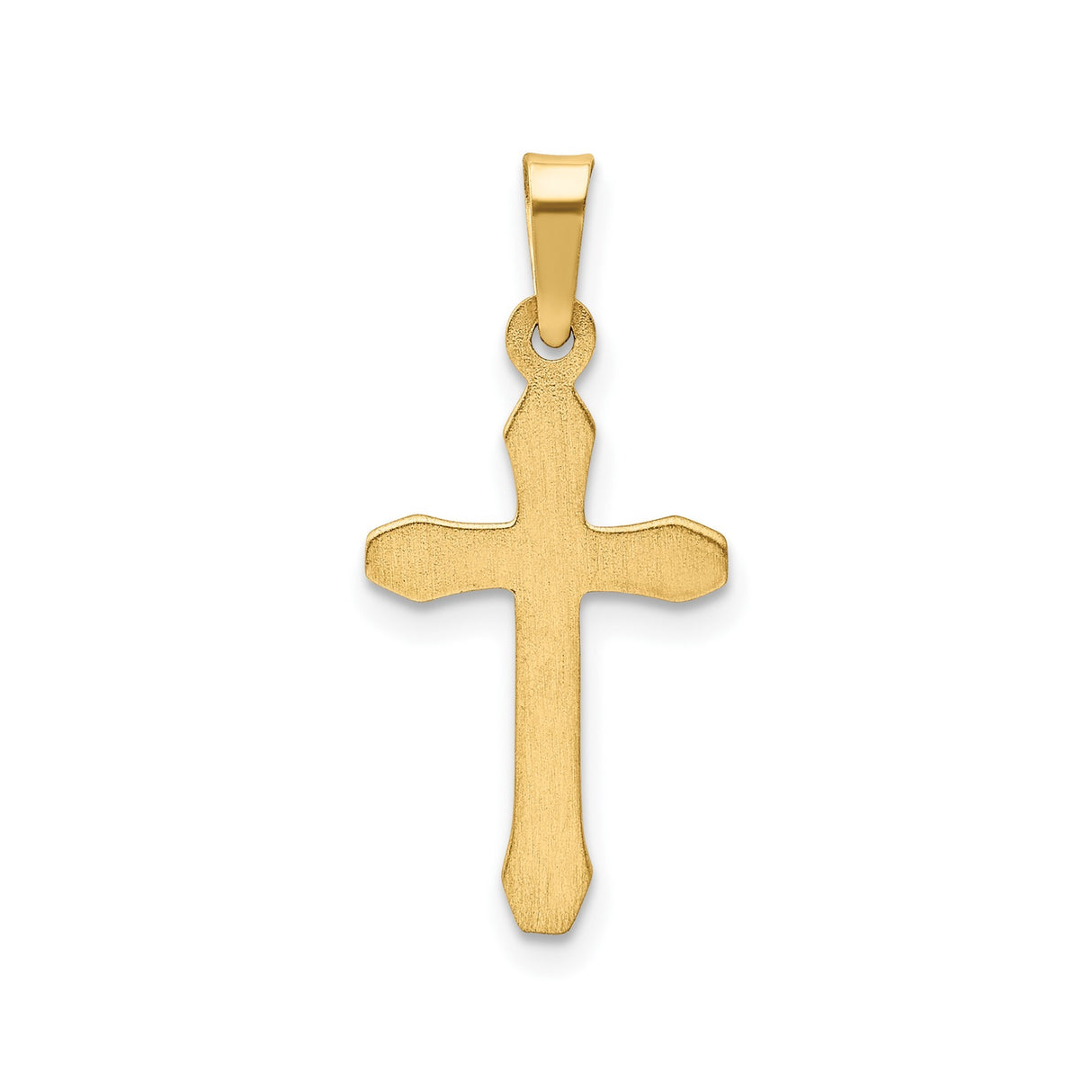 14k Yellow Gold Cross Pendant with Textured Center and Polished Edges, Christian Religious Jewelry