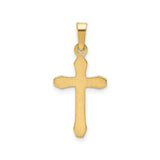 14k Yellow Gold Cross Pendant with Textured Center and Polished Edges, Christian Religious Jewelry
