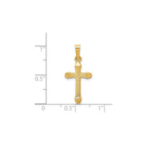 14k Yellow Gold Cross Pendant with Textured Center and Polished Edges, Christian Religious Jewelry