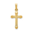 14k Yellow Gold Cross Pendant with Textured Center and Polished Edges, Christian Religious Jewelry