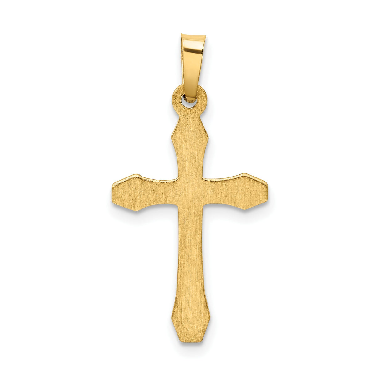 14k Yellow Gold Cross Pendant with Beveled Edges and Subtle Texture, Unisex Christian Jewelry