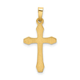 14k Yellow Gold Cross Pendant with Beveled Edges and Subtle Texture, Unisex Christian Jewelry