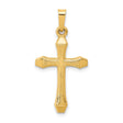 14k Yellow Gold Cross Pendant with Beveled Edges and Subtle Texture, Unisex Christian Jewelry