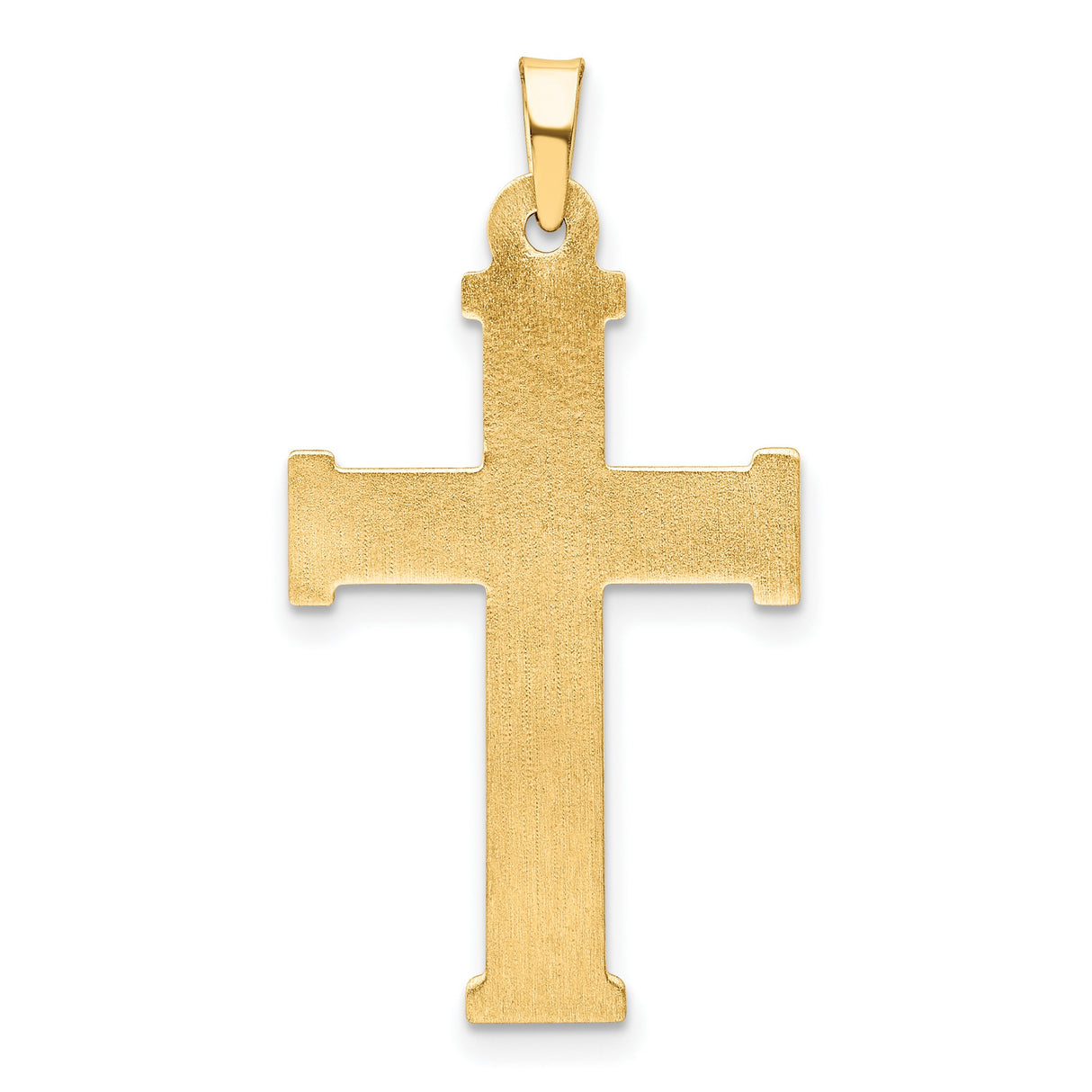 Hollow Brushed Latin Cross Charm Pendant in Real 14k Yellow Gold