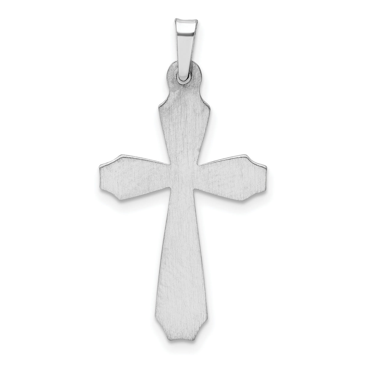 Textured Passion Latin Cross Charm Pendant in Real 14k White Gold