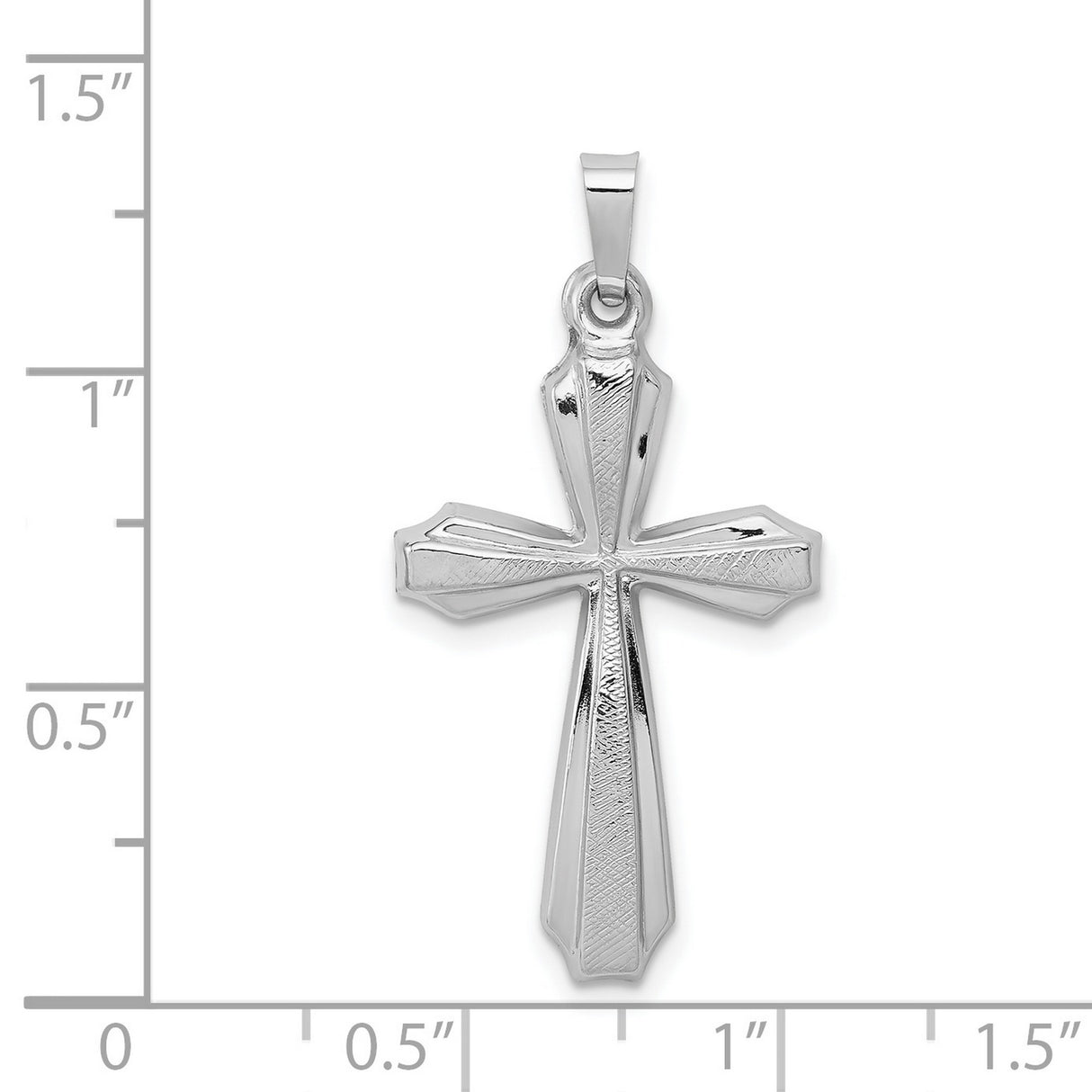 Textured Passion Latin Cross Charm Pendant in Real 14k White Gold