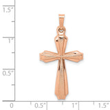 Textured Brushed Hollow Passion Cross Charm Pendant in Real 14k Rose Gold