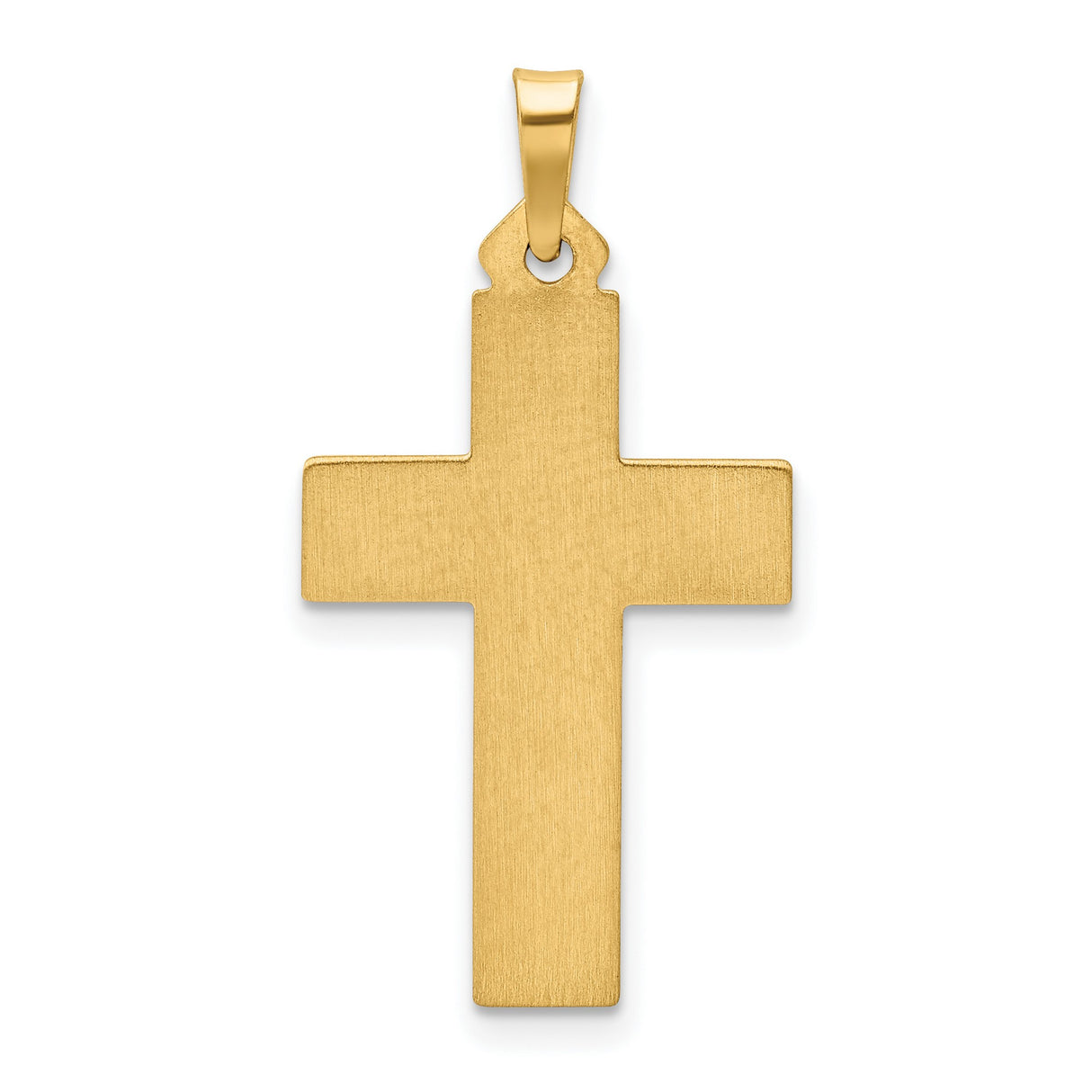 Brushed And Polished Latin Cross Charm Pendant in Real 14k Yellow Gold