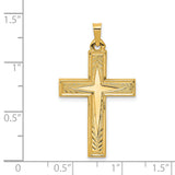 Hollow Polished Latin Cross Charm Pendant in Real 14k Yellow Gold