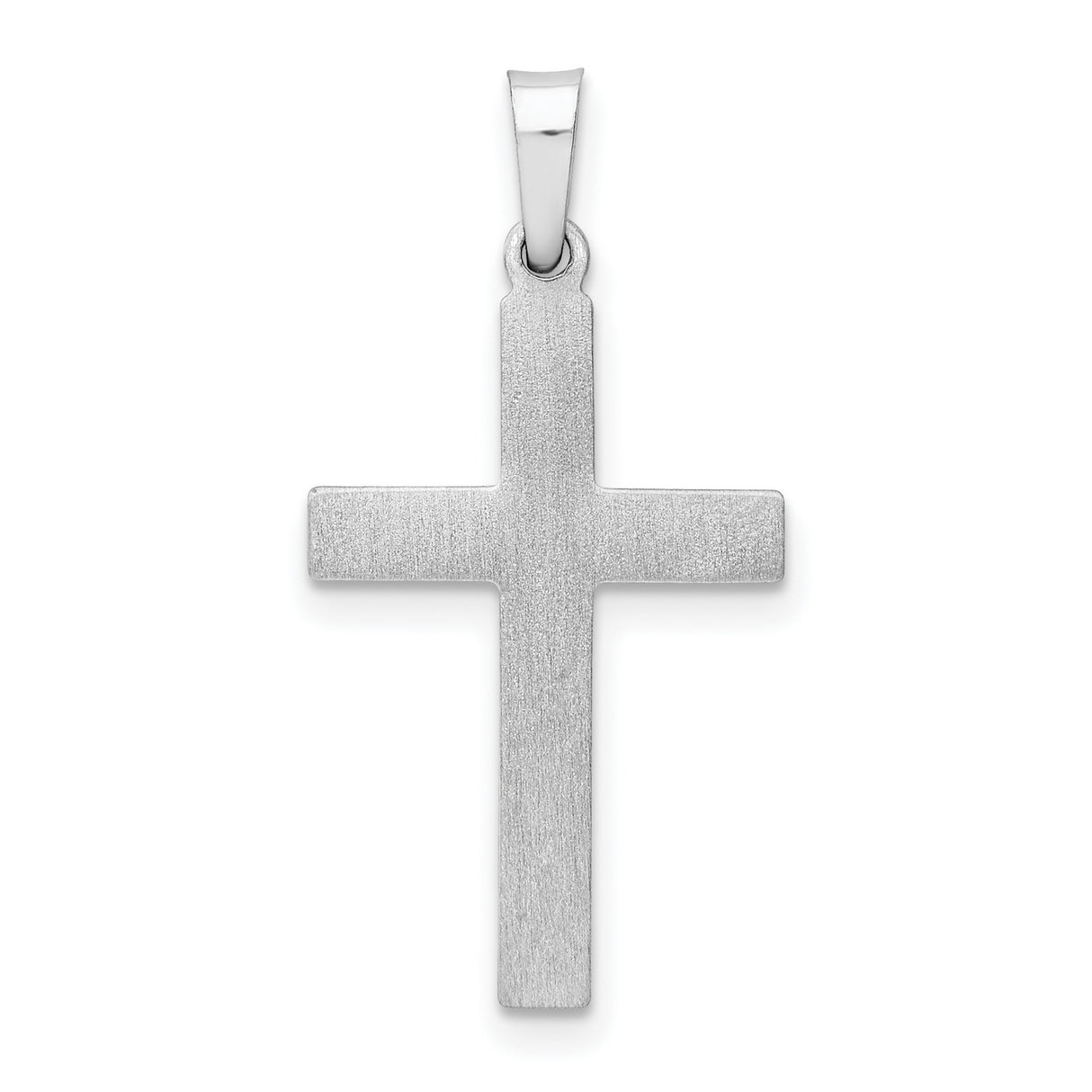 Hollow Brushed Latin Cross Charm Pendant in Real 14k White Gold